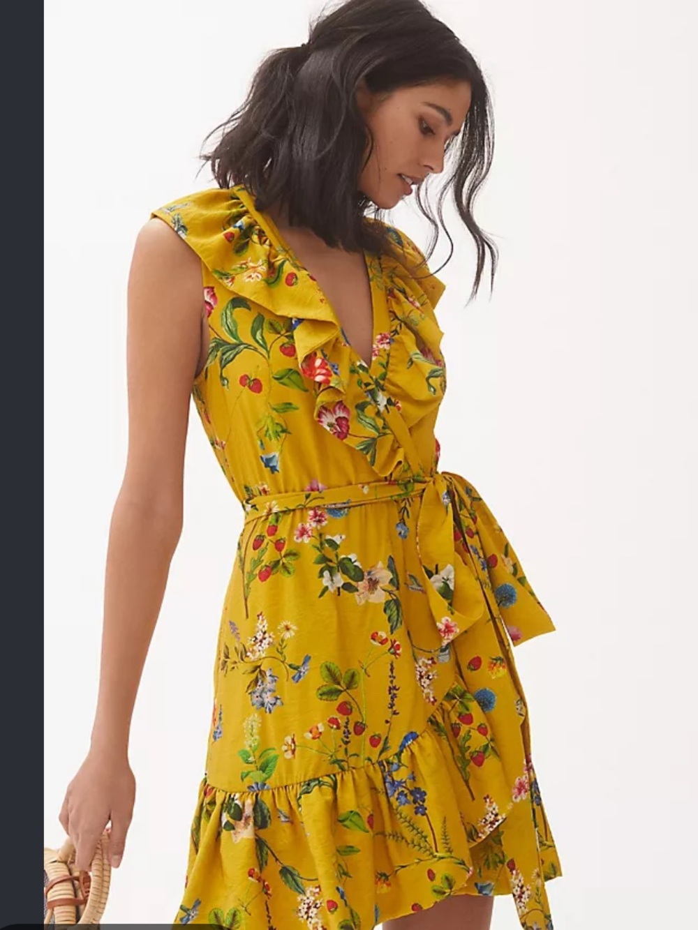 Anthropologie Maeve Yellow Dress Floral Size X-Small
